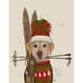 thumbnail image 3 of Fab Funky 12x14 Black Modern Framed Museum Art Print Titled - Yellow Labrador, Skiing, 3 of 5