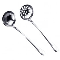 ACDANC Soup Ladle Metal 430 Stainless Steel Ladles Spoon And Slotted Colander Spoon Set Small Soup Ladle With Holes Strainer Scoop Ladles For Serving Gravy Hot Pot Or Restaurant (Soup Ladle)