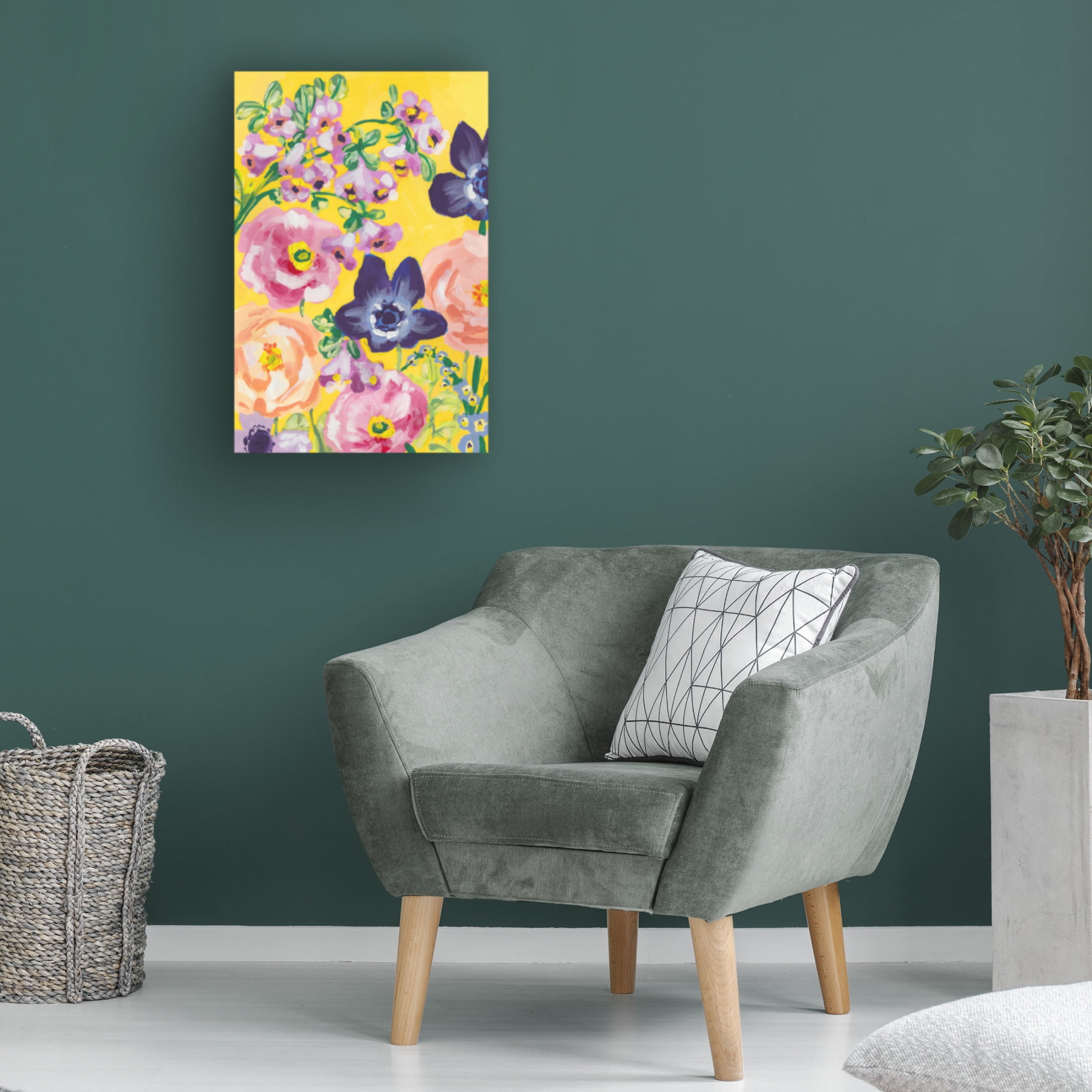 Trademark Fine Art Ania Zwara Navy Anemones On Yellow Canvas Wall Art