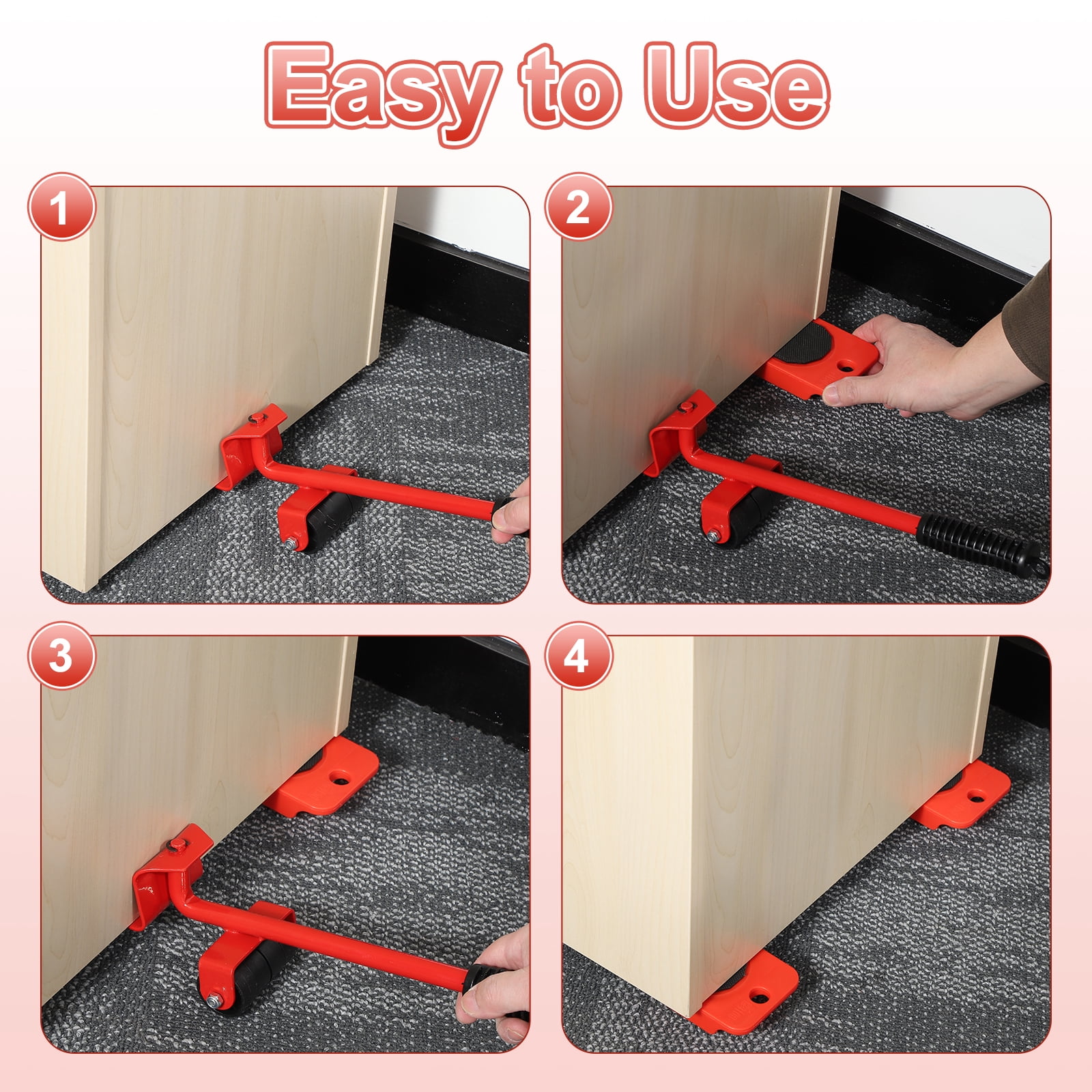 Uxcell Furniture Lift Mover Heavy Duty Furniture Mover Tool Set Movers Sliders with Adjustable Height Lifting Tool Lever Blue