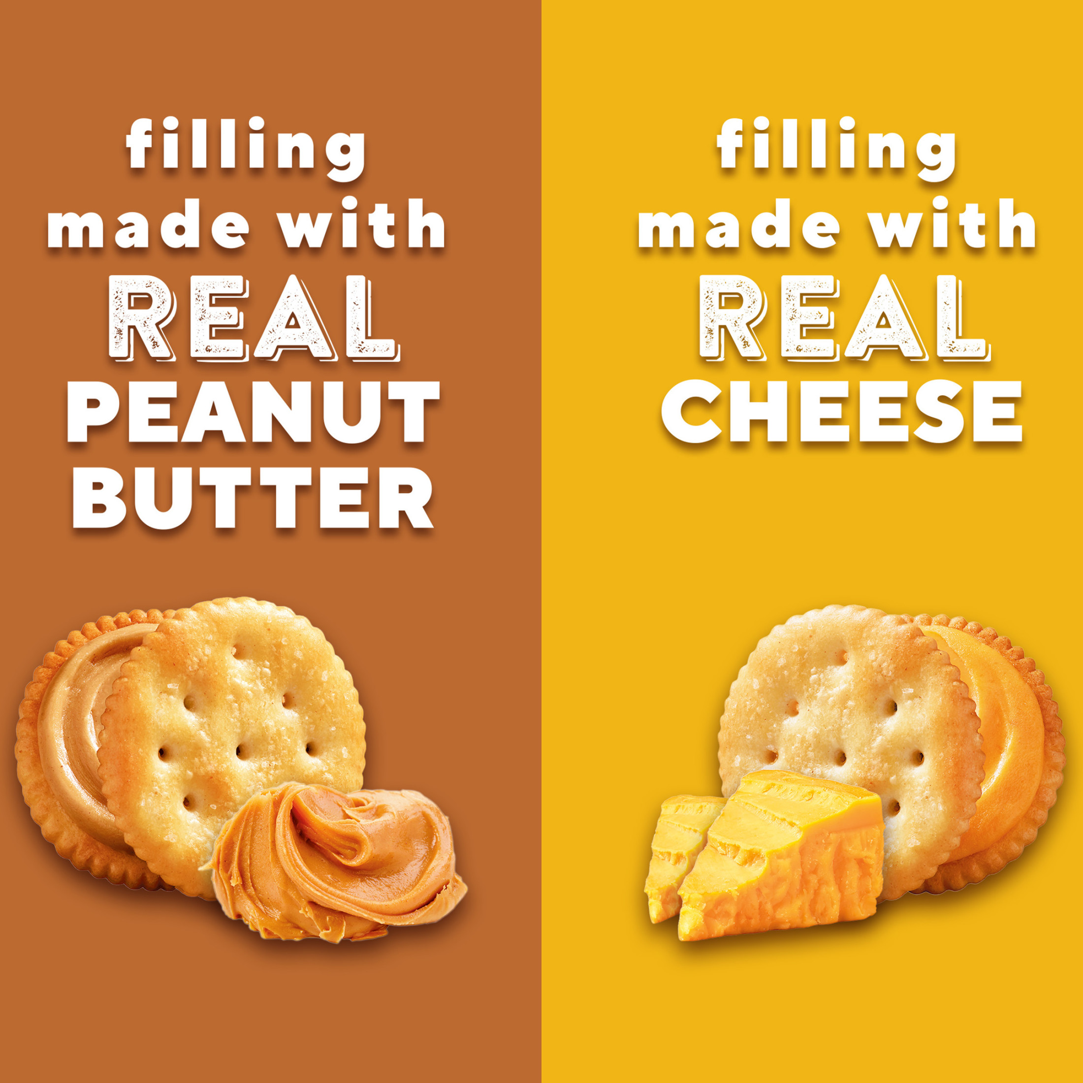 RITZ Peanut Butter and Cheese Sandwich Crackers Variety Pack, Lunch Snacks, 32 Snack Packs