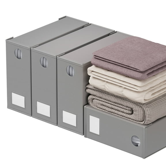 SpaceAid 4 Pack Sheet Organizers and Storage, Queen & King Size, Gray, Fabric