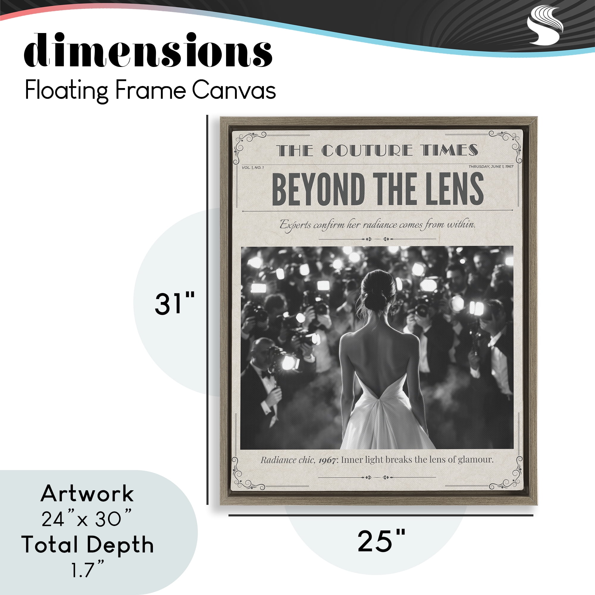 The Couture Times Magazine Brown Framed Floater Canvas Wall Art, design by A Barefoot Stylist
