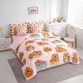 thumbnail image 2 of Erosebridal Funny Capybara Pattern 7-Piece Twin Bedding Sets,Hawaii Summer Holiday Bedding Comforter Set For Kids Girls ,Reversible Pink, 2 of 7