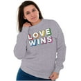 thumbnail image 3 of Inspirational Love Wins Rainbow Unisex Plus Fleece Graphic Sweatshirt Brisco Brands 4X, 3 of 5