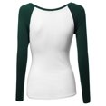 thumbnail image 2 of FashionOutfit Women's Color Contrast Scoop neck long Sleeve Baseball Tee, 2 of 3