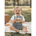 thumbnail image 4 of Miaouyo Infant Baby Boys Summer Clothing Set 0 3 6 9 12 18 Months Short Sleeve Bow Tie Romper with Plaid Suspender Shorts Summer Outfit, 4 of 9