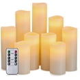 thumbnail image 1 of Hausware Flameless Candles Battery Operated Candles H 4" 5" 6" 7" 8" 9" Real Wax Pillar Flickering D Candle with 10-Key Remote and Timer Control Set of 9 (Ivory Color), 1 of 5