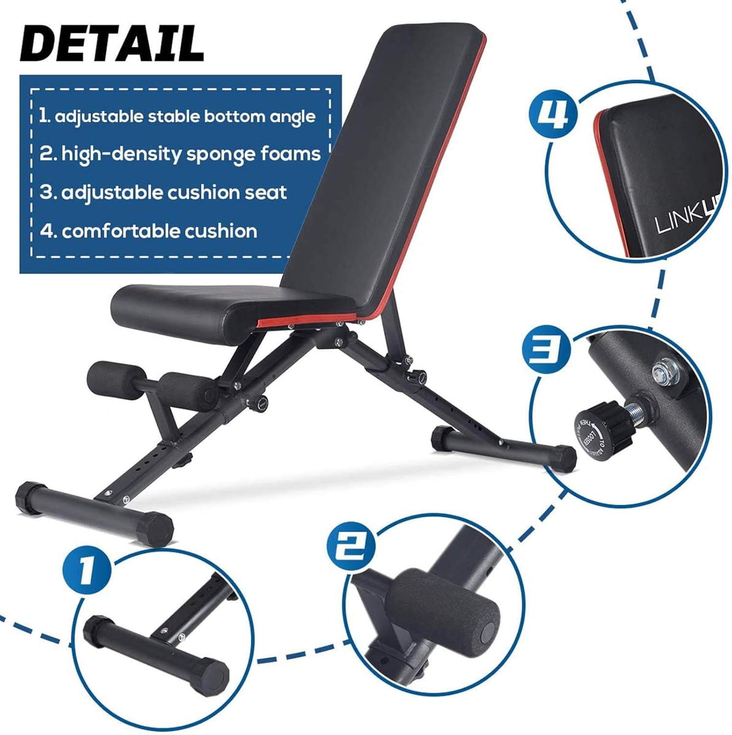 Betcozy Weight Bench, Adjustable Foldable Workout Bench with Thickened Steel, 795LBS Capacity, for Home Gym