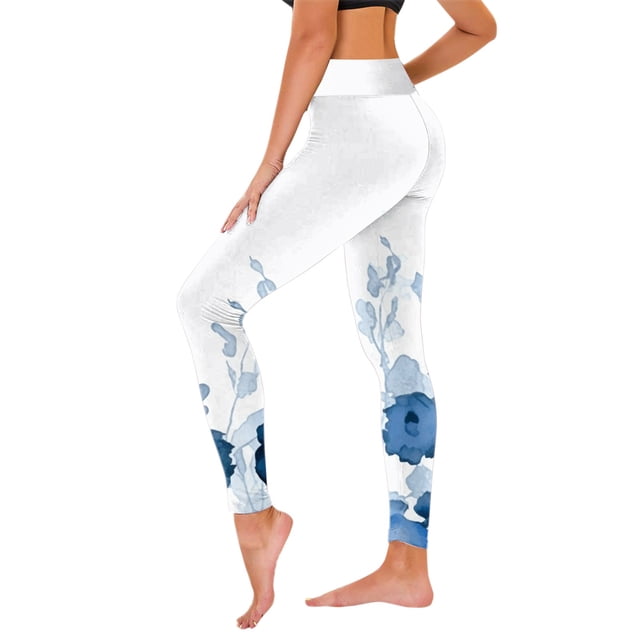 Gibobby Pantalones de yoga La yoga gruesa de la cintura alta jadea el entrenamiento que corre las polainas de la yoga para las mujeres(Azul,XL)