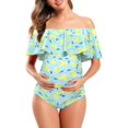 thumbnail image 2 of Trajes de baño de Maternidad con Hombros Descubiertos para Mujer Ruffle Embarazo Traje de baño de una Pieza Impresión - Limón 1X Impresión - Limón 1X Xishao ropa, 2 of 2