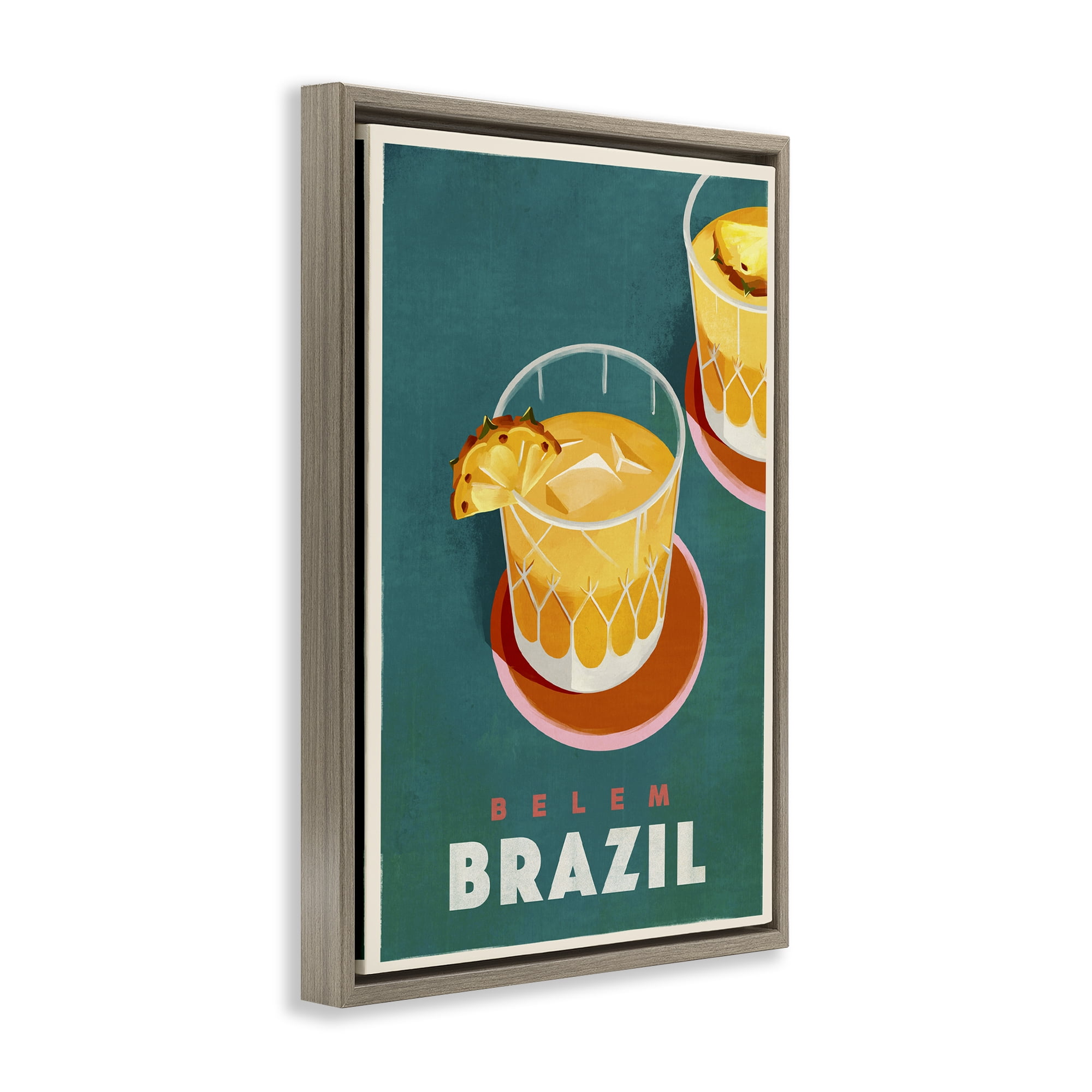 Stupell Industries Belem Brazil Cocktail Food & Beverage Painting Brown Floater Framed Canvas Art Print Wall Art, 17 x 25
