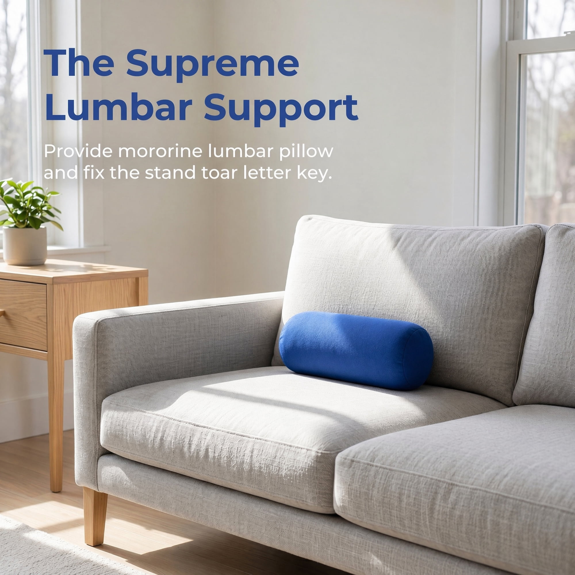 Unique Bargains Lumbar Support Pillow Foam Particle Back Support Royal Blue 11.8" x 6.3"