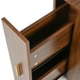 thumbnail image 3 of MODERNLUXE Corner Makeup Vanity Desk with Folding Mirror and Lights,Modern Vanity Set with 1 Stool,2 Drawers and 3 Shelves for Bedroom,Women, and Girls,Walnut, 3 of 7