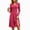 Hot Pink, variant on Ashirexll Long Sleeve Dress for Women A-Line Wrap Style Long Sleeve V-Neck Solid Color Dress with Cross Over Waist
