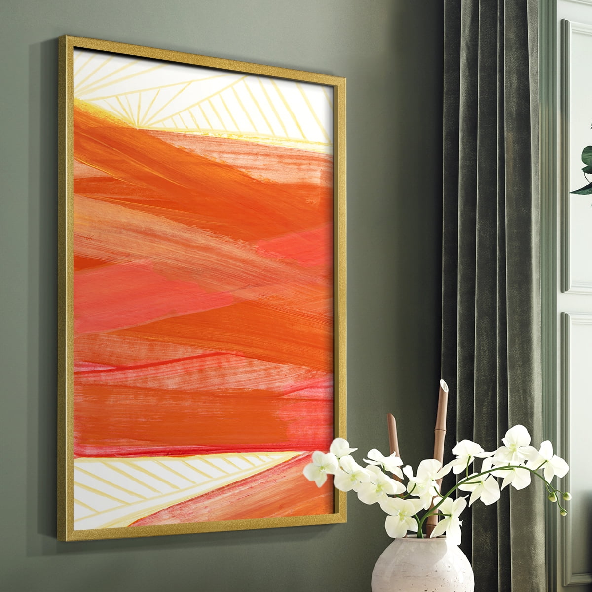 Warm Rays II Framed Print in Gold Solid Wood 11 x 14 Framed Print