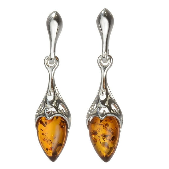 Sterling Silver and Baltic Honey Amber Earrings "Serena"
