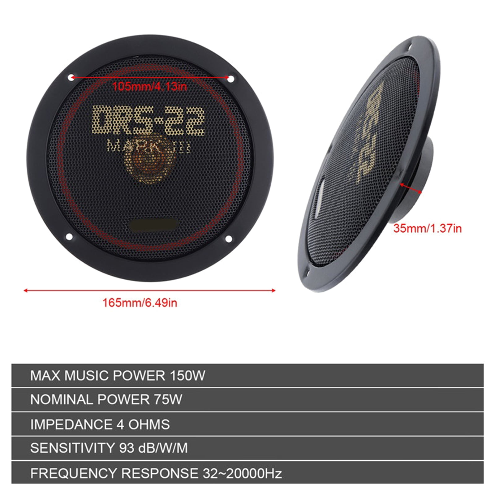 1Pair 6.5 Inch Car HiFi Coaxial Stereo Speakers 150W Auto Door Music Full Ranges Frequency