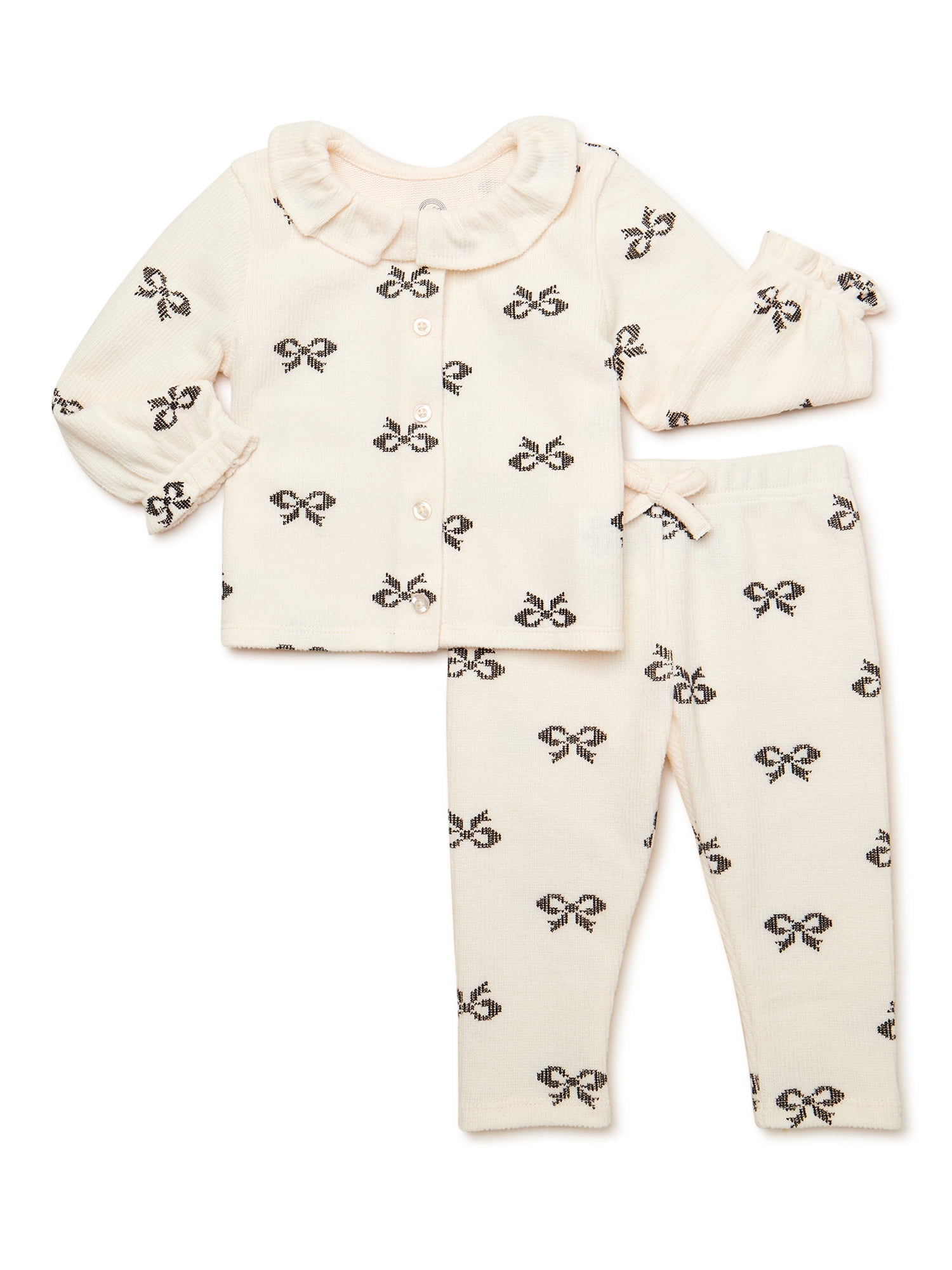 Wonder Nation Baby Girl Cardigan and Pants Outfit Set, 2-Piece, Sizes 0/3-24 Months