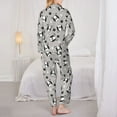 thumbnail image 3 of Pajama Sets for Women 2 Pcs, Cute boston terrier puppy paw Button Down Long Sleeve Sleepwear Lounge PJ Sets, 3 of 6