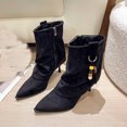 thumbnail image 5 of Black Ladies Fashion Boots With Suede And Pointed Toe For Outdoor, 5 of 8