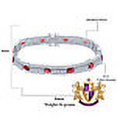 thumbnail image 4 of 14k White Gold Over Real Sterling Silver 10 Cwt. Ruby Red Round /Princess Cut Diamond Unisex Tennis Link Bracelet, 4 of 5