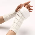 thumbnail image 3 of 1 Paire Femmes Gants Triangle Modèle Demi Doigt Bras Couverture Gants Automne Hiver Extensible Tricot Gants Sans Doigts pour l'Extérieur, 3 of 10
