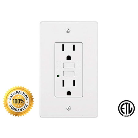 Gfci Receptacle Wall Plate (Teklectric - GFCI Receptacle 15A 125V and Free Wall Plate - GFCI Outlet 15 AMP 125 VOLT Wall Plate Included 1 20A Weather-Resistant)