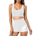 thumbnail image 4 of Bosfbaoi 2-Piece Swimsuit for Women Ruched Crop Top Drawstring Bottom Patchwork Mesh Skirt Bikini Womens Swimsuits, 4 of 7