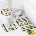 thumbnail image 4 of Mid-century Design Stripe And Dots Shower Curtain Sets with Rugs 4 Piece Non-Slip Rugs And Toilet Mat Lid Rug Accessories Mid Century Modern Lines 1950S Waterproof Shower Curtain for Bathtub Decor, 4 of 8
