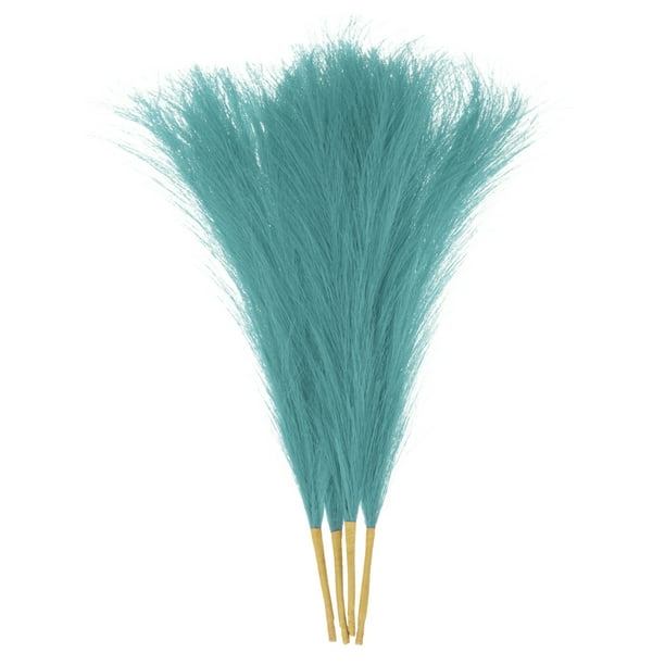 4 Paquetes de Hierba Pampas Falsa de 17 Pulgadas 6 Tallos Hierba Artificial para Decoración, Verde Azulado