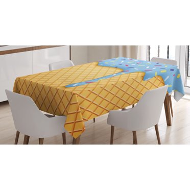 Ambesonne Ice Cream Tablecloth Rectangular Table Cover, Waffle, 60"x90", Apricot