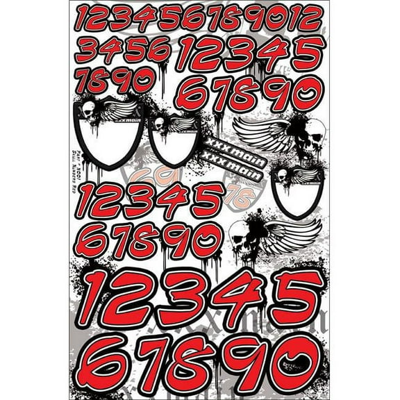 XXX Main Racing XXXN001 Skull Numbers, Red
