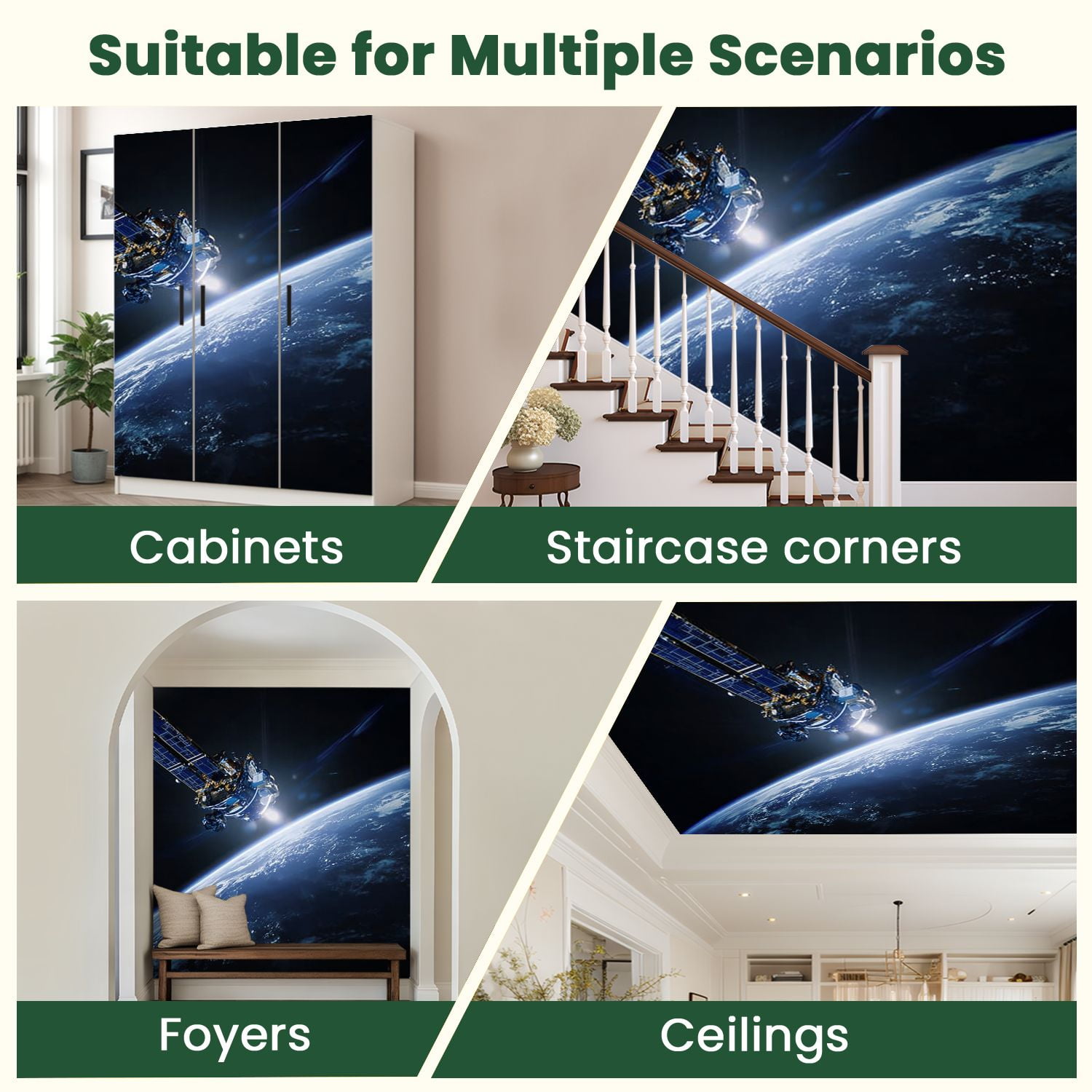 Peel and Stick Wallpaper Sunrise Space Modern Art Wall Mural Decor Self Adhesive and Removable 100in x 144in
