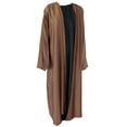 thumbnail image 2 of Hijaz Dark Brown Cotton Emirati Open Abaya Cover All Dress with Button Closure-S, 2 of 4