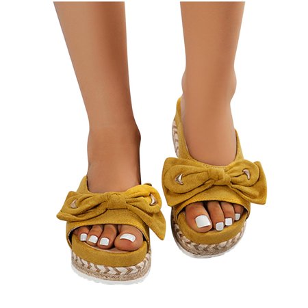 

Summer Ladies Slippers Thick Soled Sandals Casual Women Shoes Bow Fish Mouth Slippers