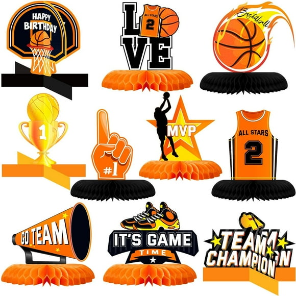 Centres de Table Basketball Pash - Ensemble de 10 Décorations de Table Thème Basketball pour Fêtes d'Anniversaire, Baby Showers et Événements - Fournitures de Fête Sportive