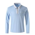 thumbnail image 5 of Huresd Mens Polo Shirts Quarter Zipper Breathable Shirts for Men Fashion Collared Long Sleeve Shirt Light Blue 2XL, 5 of 5