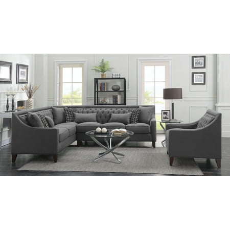 Chic Home Fulla Linen Tufted Back Rest Modern Contemporary Left Chic Home Fulla Linen Tufted Back Rest Modern Contemporary Left Facing Sectional Sofa Grey