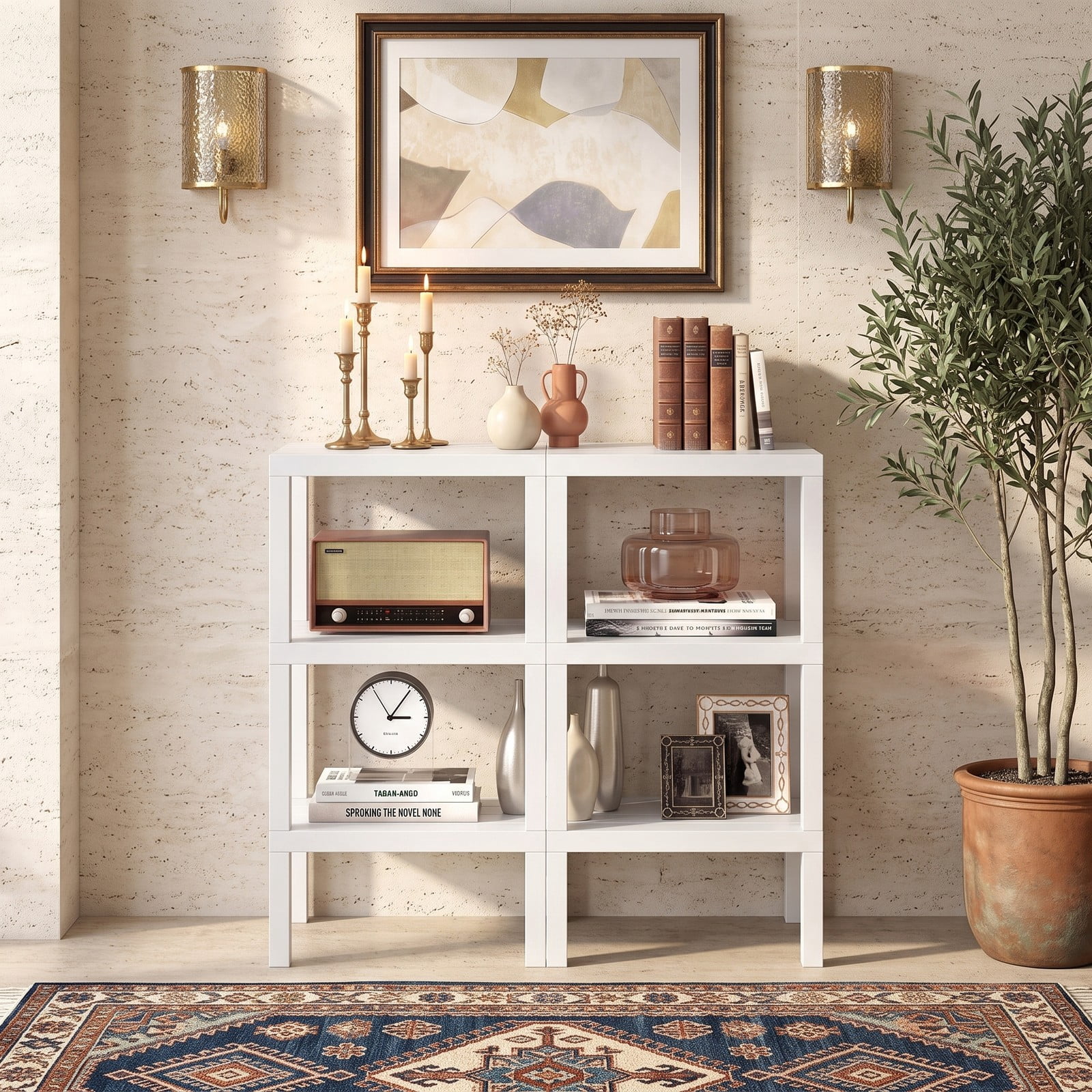 Biotree 6-Tier Plastic Modular Storage Shelves, Freestanding Open Shelving Rack Organizer for Living Room, Kitchen, Bathroom and Garage, Tool-Free Assembly, White