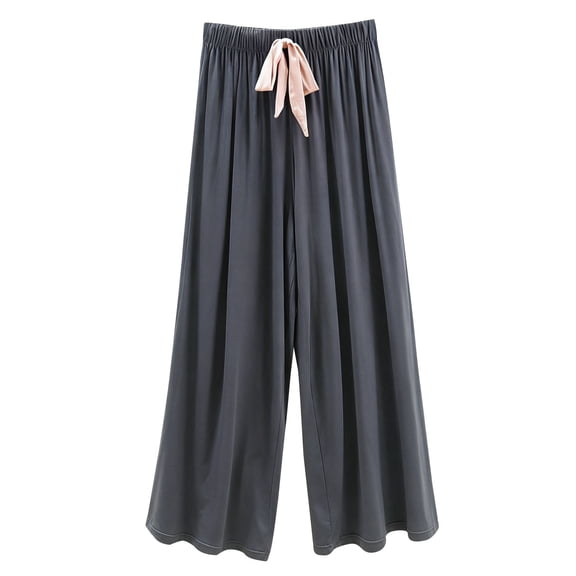 HongQid Women's Drawstring Pajama Pants Wide Leg Casual Comfy Sleepwear for Lounge and Yoga Modal Cotton Pants