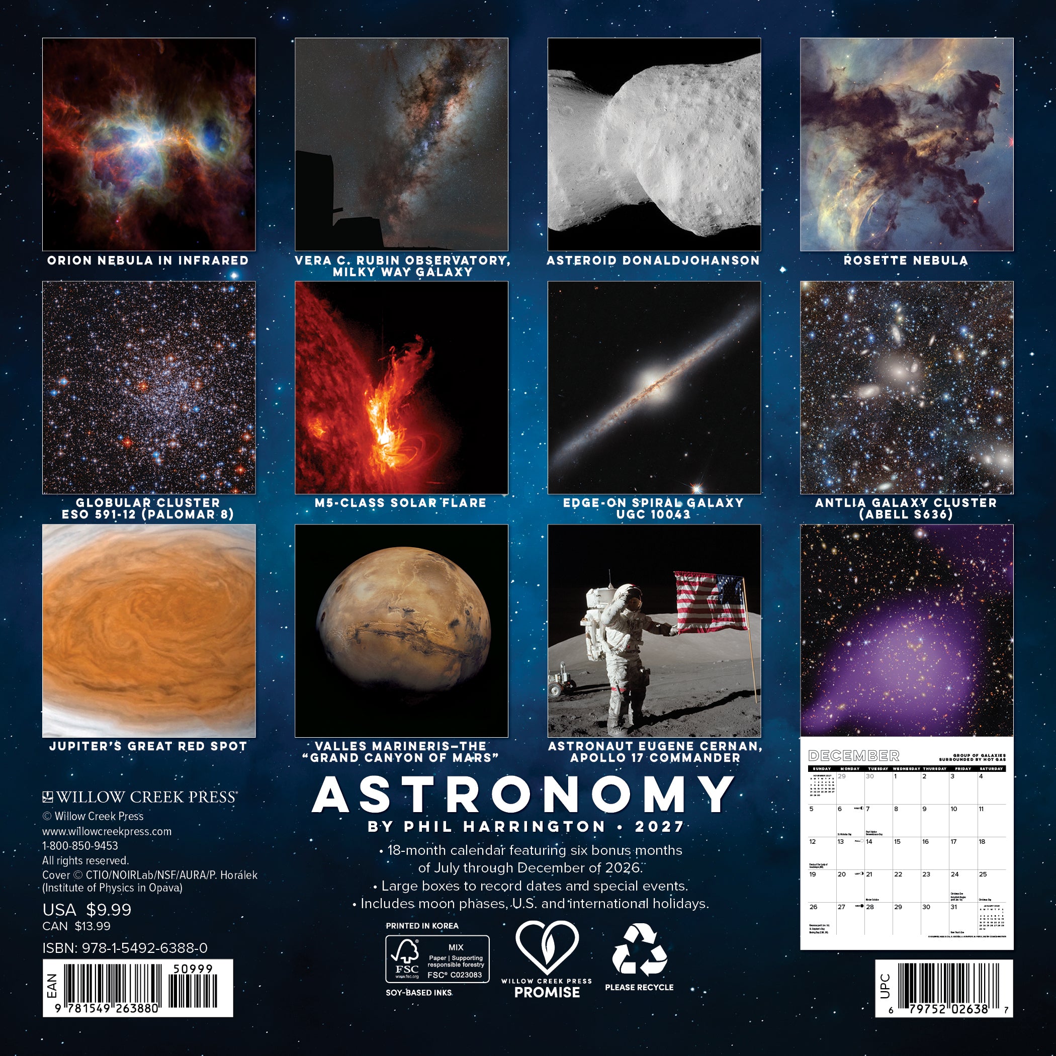 Willow Creek Press, Astronomy 2027 Mini Wall Calendar