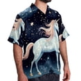 thumbnail image 2 of Starry Unicorn Men's Short Sleeve Spread Collar Poplin Button Down Casual Printed Summer Beach Unisex Shirts, 2 of 6