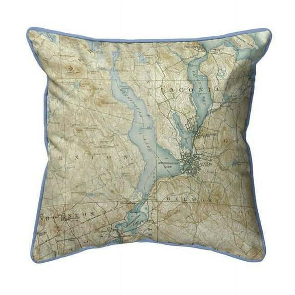 Betsy Drake ZP309 22 x 22 in. Lake Winnisquam, NH Nautical Map Extra Large Zippered Indoor & Outdoor Pillow