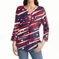 thumbnail image 4 of ZLOVHE Fourth Of July Shirts for Women 3/4 Length Sleeve Womens Tops Button Up Cute American Flag Printed V Neck Fashion Patriotic Lightweight Sweatshirt, 4 of 5