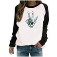 thumbnail image 1 of Chandail à Capuche Oversize pour Femmes, Chandail Imprimé Halloween, Col Rond, Manches Longues, Chandail en Molleton Oversize, Col Rond, Grande Taille, Noir, 1 of 6