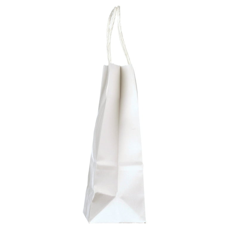 Flexicore Packaging 5.25x3.25x8 - 25 Pcs-White Kraft Paper Bags, Shopping, Merchandise, Party, Gift Bags