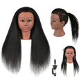 thumbnail image 1 of LOHXINHAIR Cabeza de maniquí de cabello humano real de 30 pulgadas, cabeza de muñeca de entrenamiento maniquí con soporte para práctica de peluquería, trenzado, peinado, blanqueamiento, teñido, riza, 1 of 5