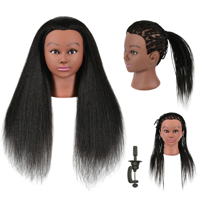 LOHXINHAIR Cabeza de maniquí de cabello humano real de 30 pulgadas, cabeza de muñeca de entrenamiento maniquí con soporte para práctica de peluquería, trenzado, peinado, blanqueamiento, teñido, riza