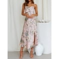 thumbnail image 3 of ZAXARRA Robe Cami Imprimé Floral pour Femmes Sans Manches une Ligne Côté Fente Midi Robe pour Soirée Club Nuit de Mariage, 3 of 8